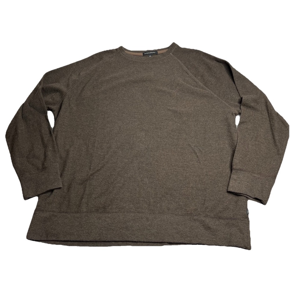 Banana Republic‎ Waffle Knit Long Sleeve Crewneck T-Shirt Brown Men's XXL